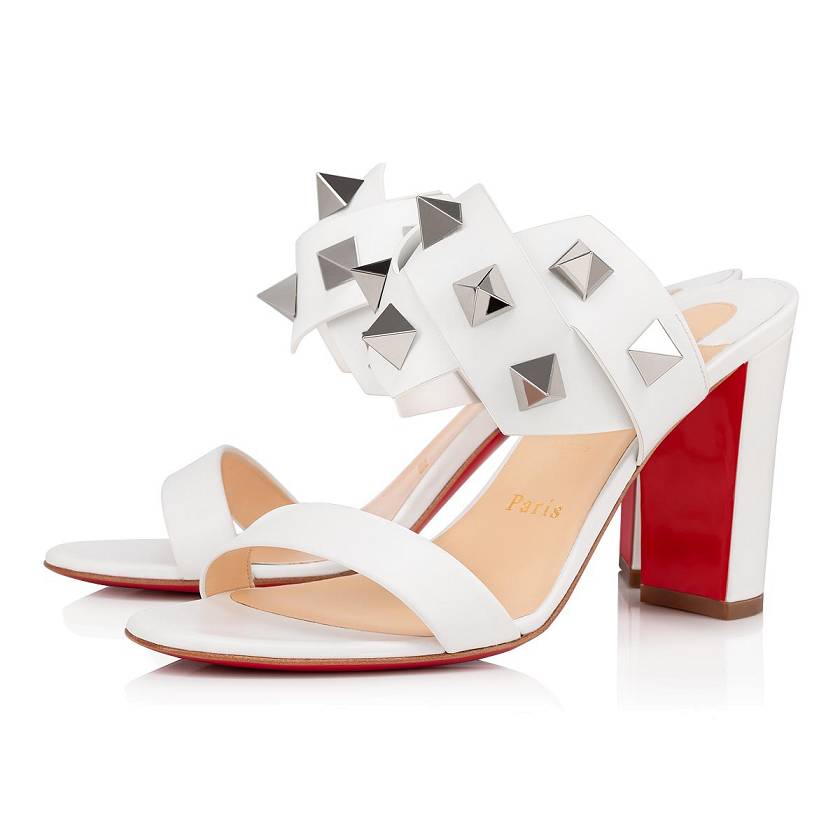Women's Christian Louboutin Tina In The Desert 85mm Calf Leather Sandals - White [7498-123]